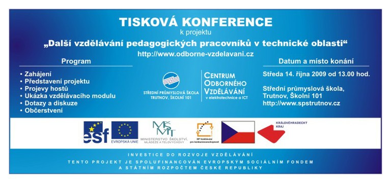 Pozvánka na tiskovou konferenci k projektu DVPP v technické oblasti